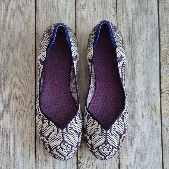 Rothy's Purple Flats with Classic Silhouette Rare Pattern Size 10.5 - Picture 1 of 8